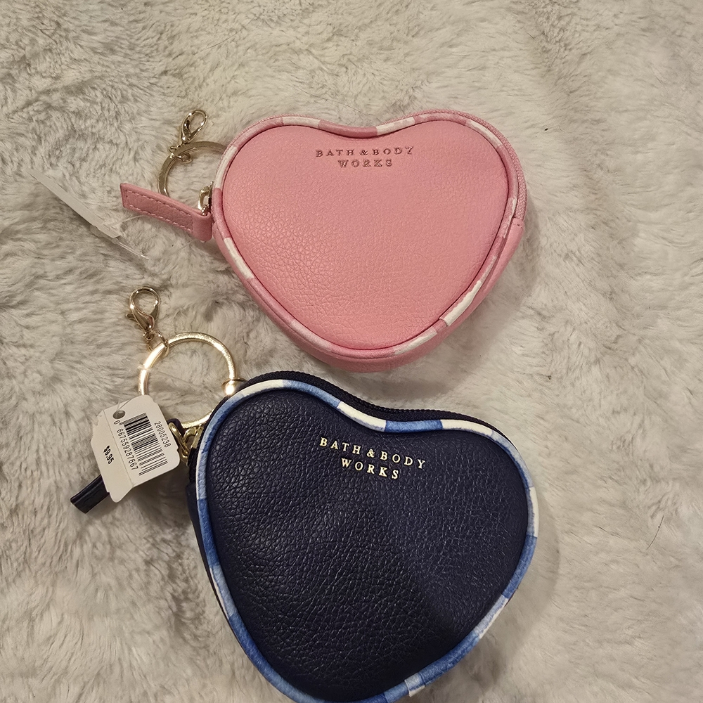 Bath and Body Works Gingham Heart Coin Pouch Keychains